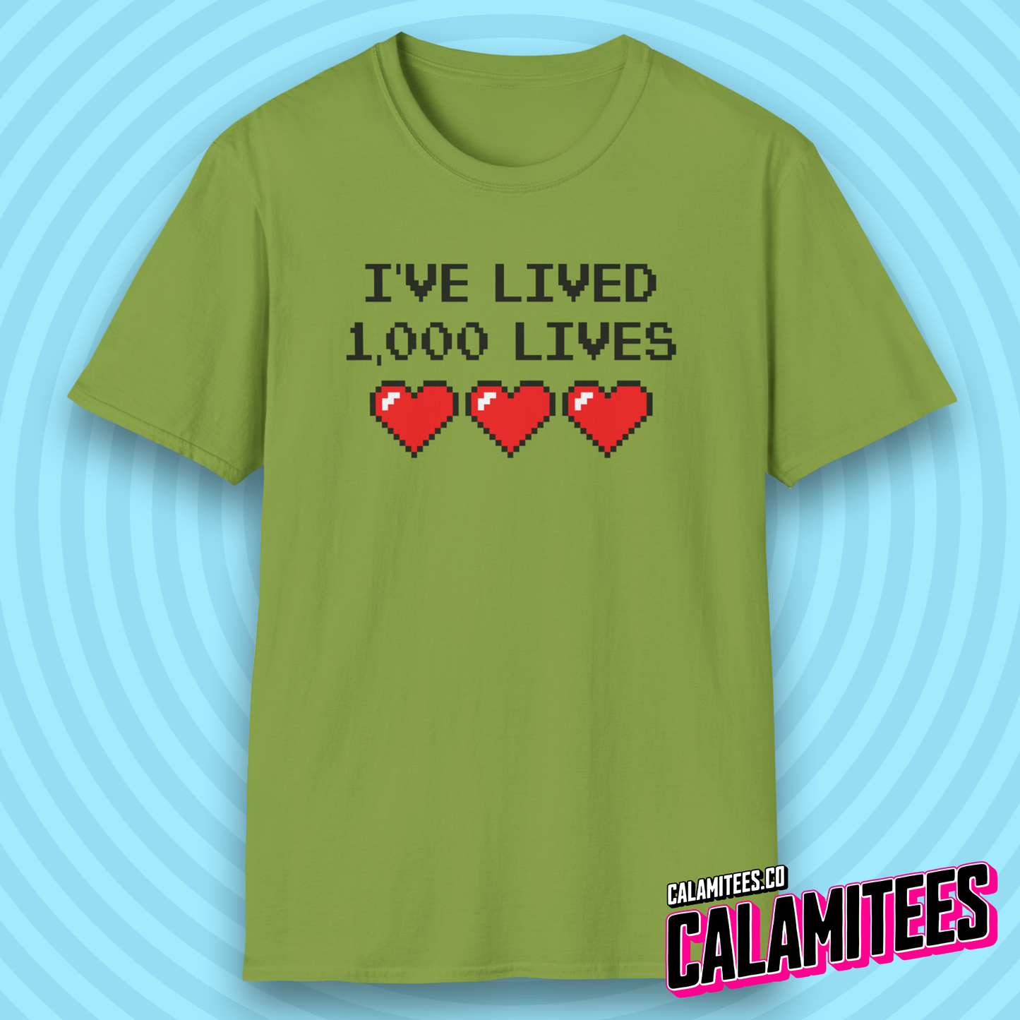I've Lived 1,000 Lives 8-Bit Retro Pixel Art Video Gamer T-Shirt