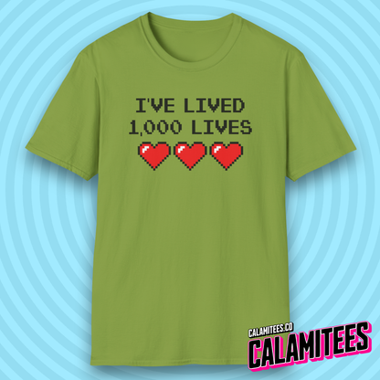 I've Lived 1,000 Lives 8-Bit Retro Pixel Art Video Gamer T-Shirt