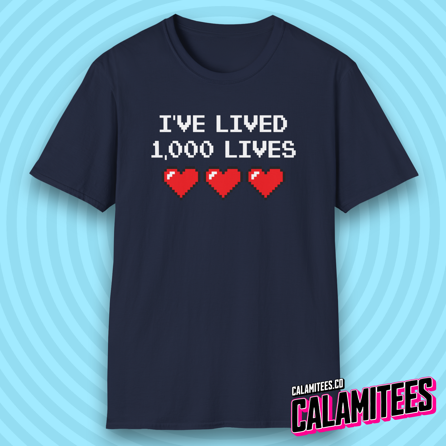 I've Lived 1,000 Lives 8-Bit Retro Pixel Art Video Gamer T-Shirt