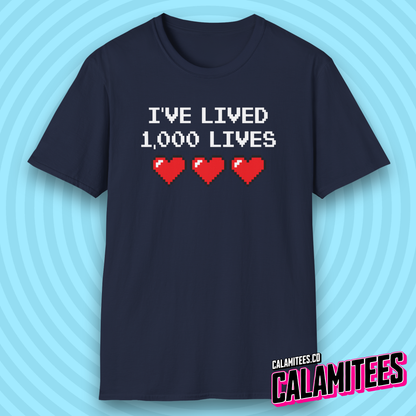I've Lived 1,000 Lives 8-Bit Retro Pixel Art Video Gamer T-Shirt