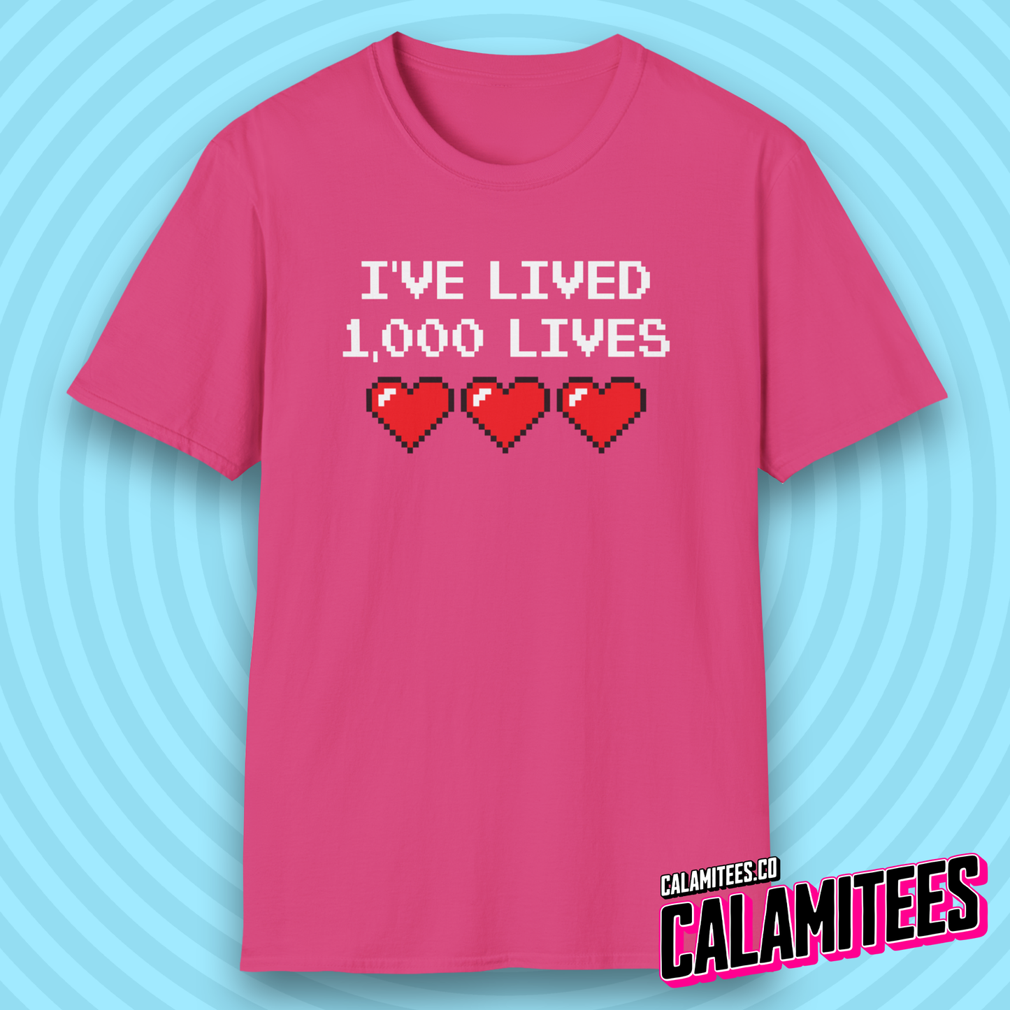 I've Lived 1,000 Lives 8-Bit Retro Pixel Art Video Gamer T-Shirt