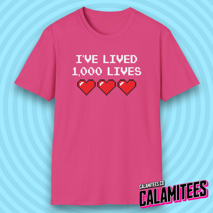 I've Lived 1,000 Lives 8-Bit Retro Pixel Art Video Gamer T-Shirt