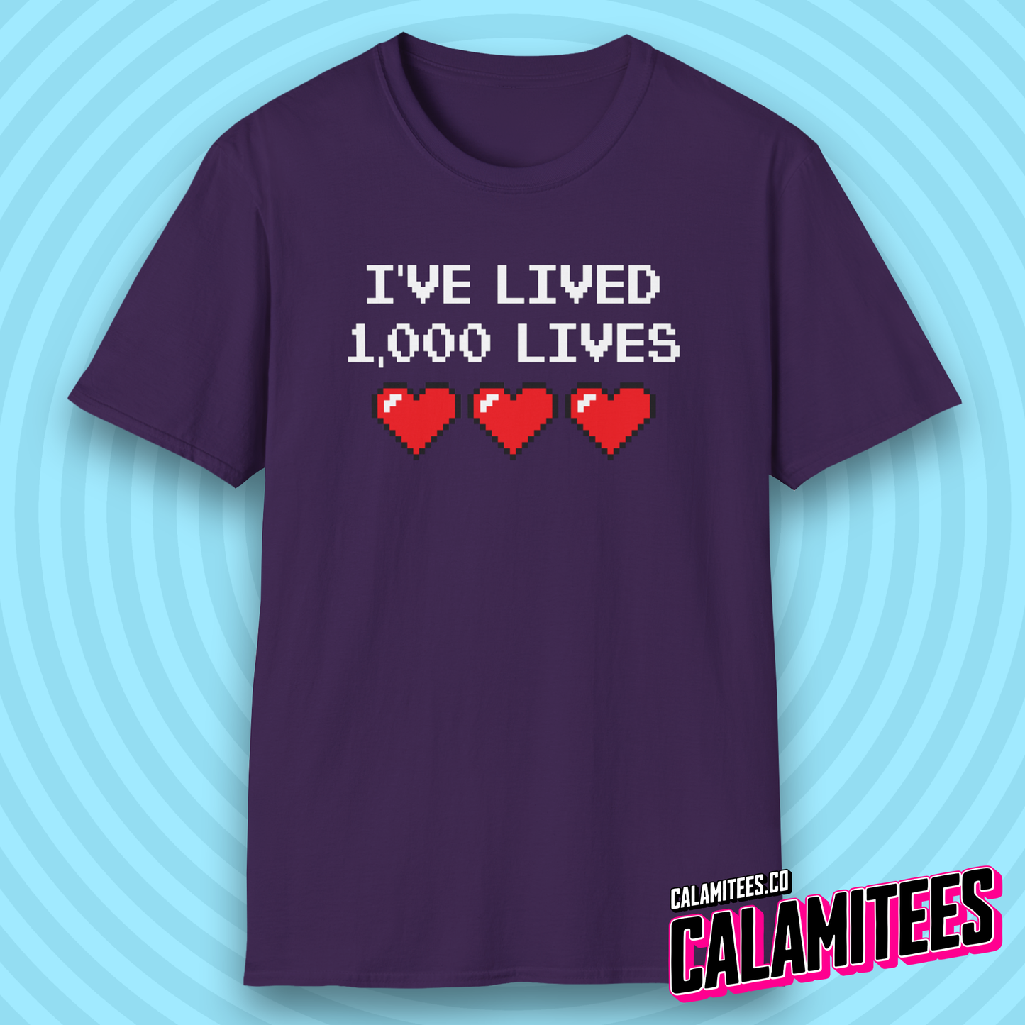 I've Lived 1,000 Lives 8-Bit Retro Pixel Art Video Gamer T-Shirt
