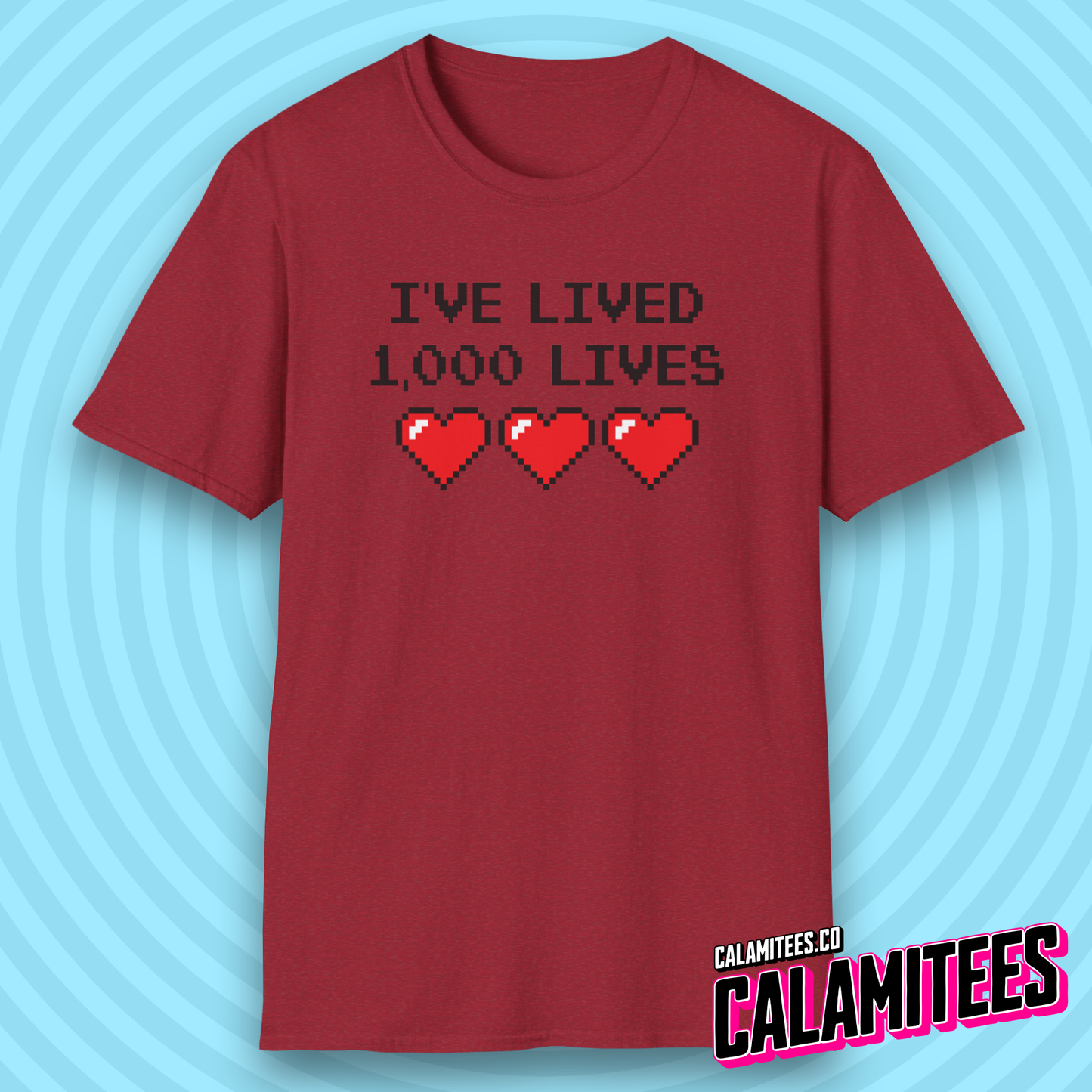I've Lived 1,000 Lives 8-Bit Retro Pixel Art Video Gamer T-Shirt