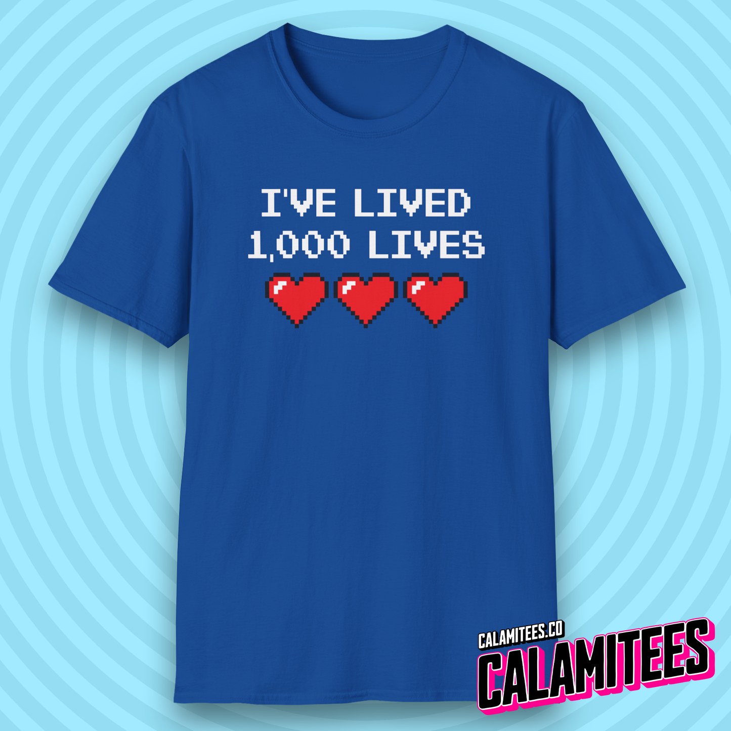 I've Lived 1,000 Lives 8-Bit Retro Pixel Art Video Gamer T-Shirt