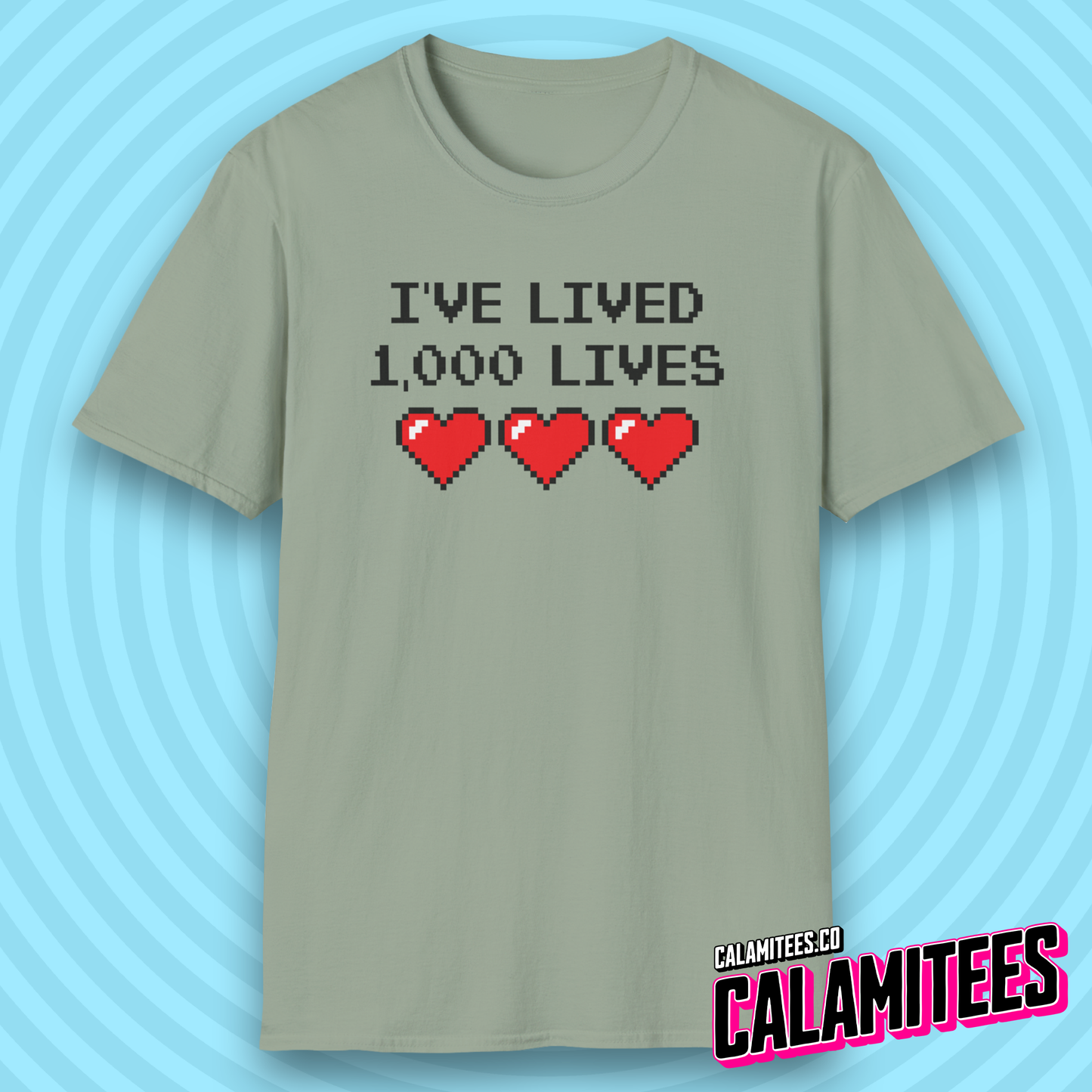 I've Lived 1,000 Lives 8-Bit Retro Pixel Art Video Gamer T-Shirt