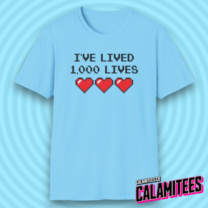 I've Lived 1,000 Lives 8-Bit Retro Pixel Art Video Gamer T-Shirt