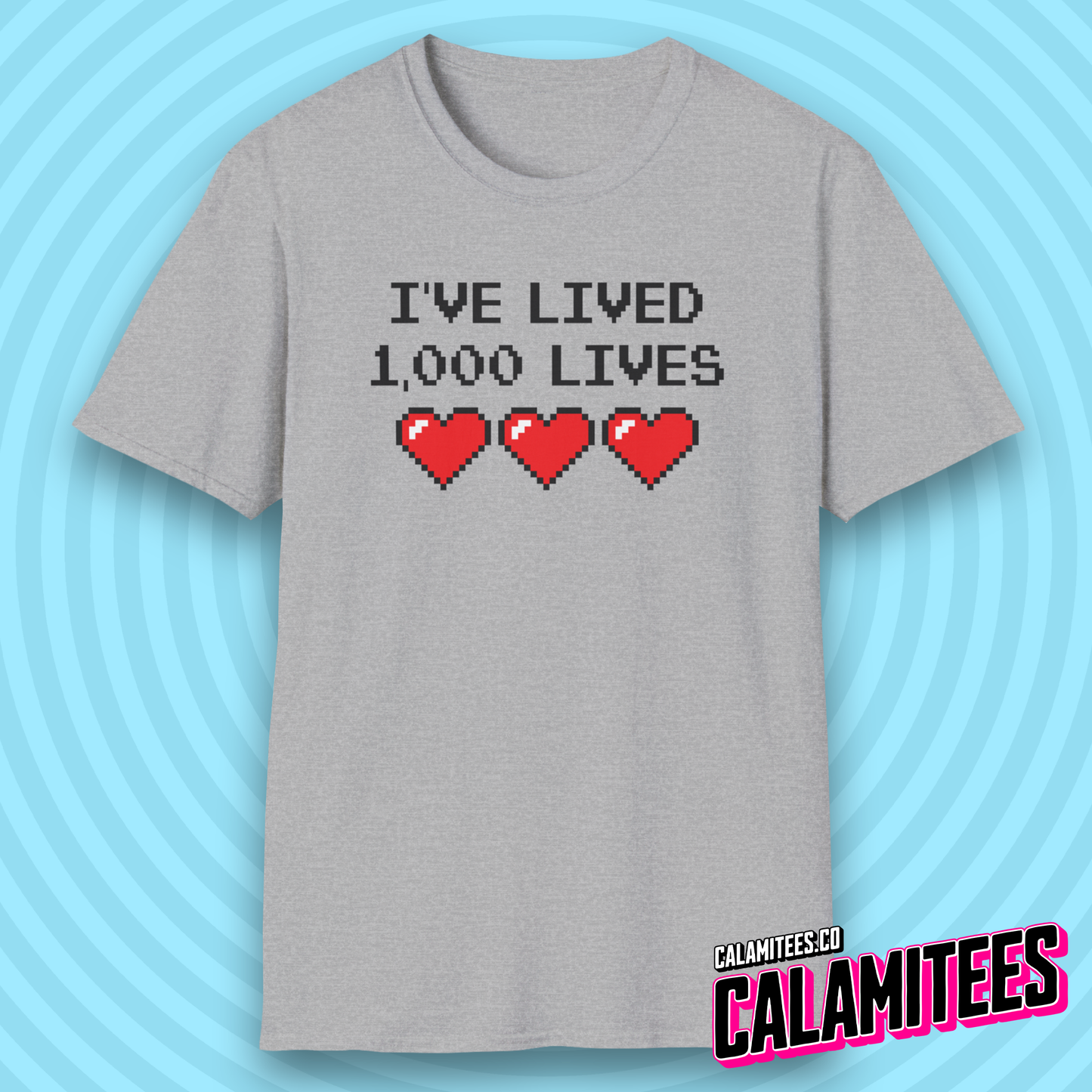 I've Lived 1,000 Lives 8-Bit Retro Pixel Art Video Gamer T-Shirt