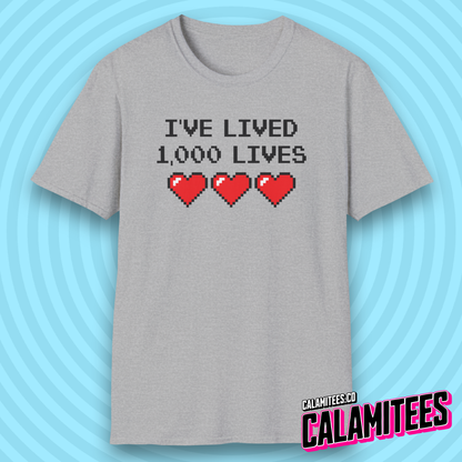 I've Lived 1,000 Lives 8-Bit Retro Pixel Art Video Gamer T-Shirt