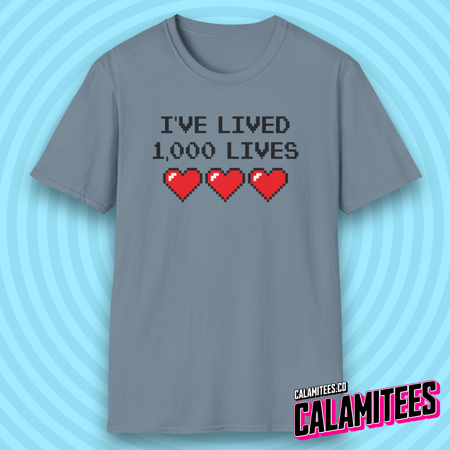 I've Lived 1,000 Lives 8-Bit Retro Pixel Art Video Gamer T-Shirt