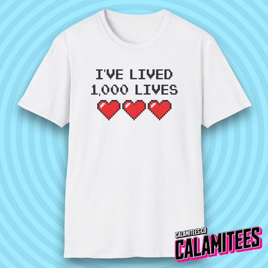 I've Lived 1,000 Lives 8-Bit Retro Pixel Art Video Gamer T-Shirt