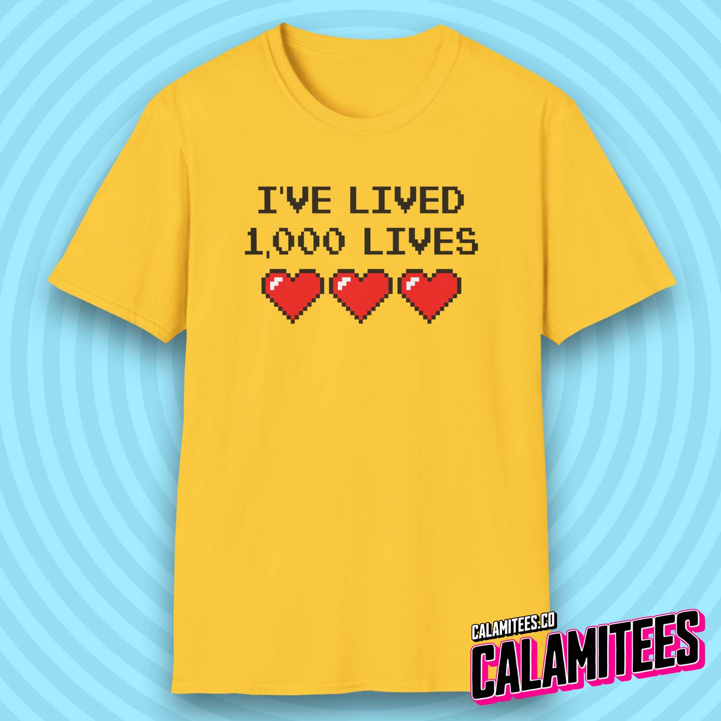 I've Lived 1,000 Lives 8-Bit Retro Pixel Art Video Gamer T-Shirt