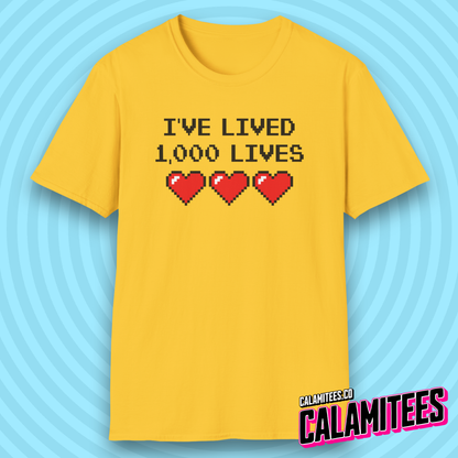 I've Lived 1,000 Lives 8-Bit Retro Pixel Art Video Gamer T-Shirt