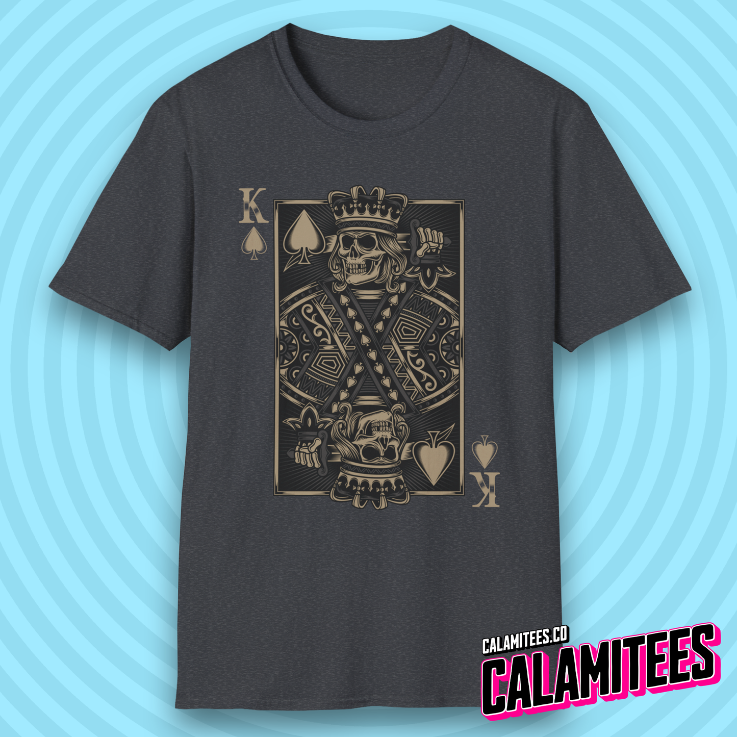 King of Spades Dark Gothic Skeleton Poker Playing Card T-Shirt