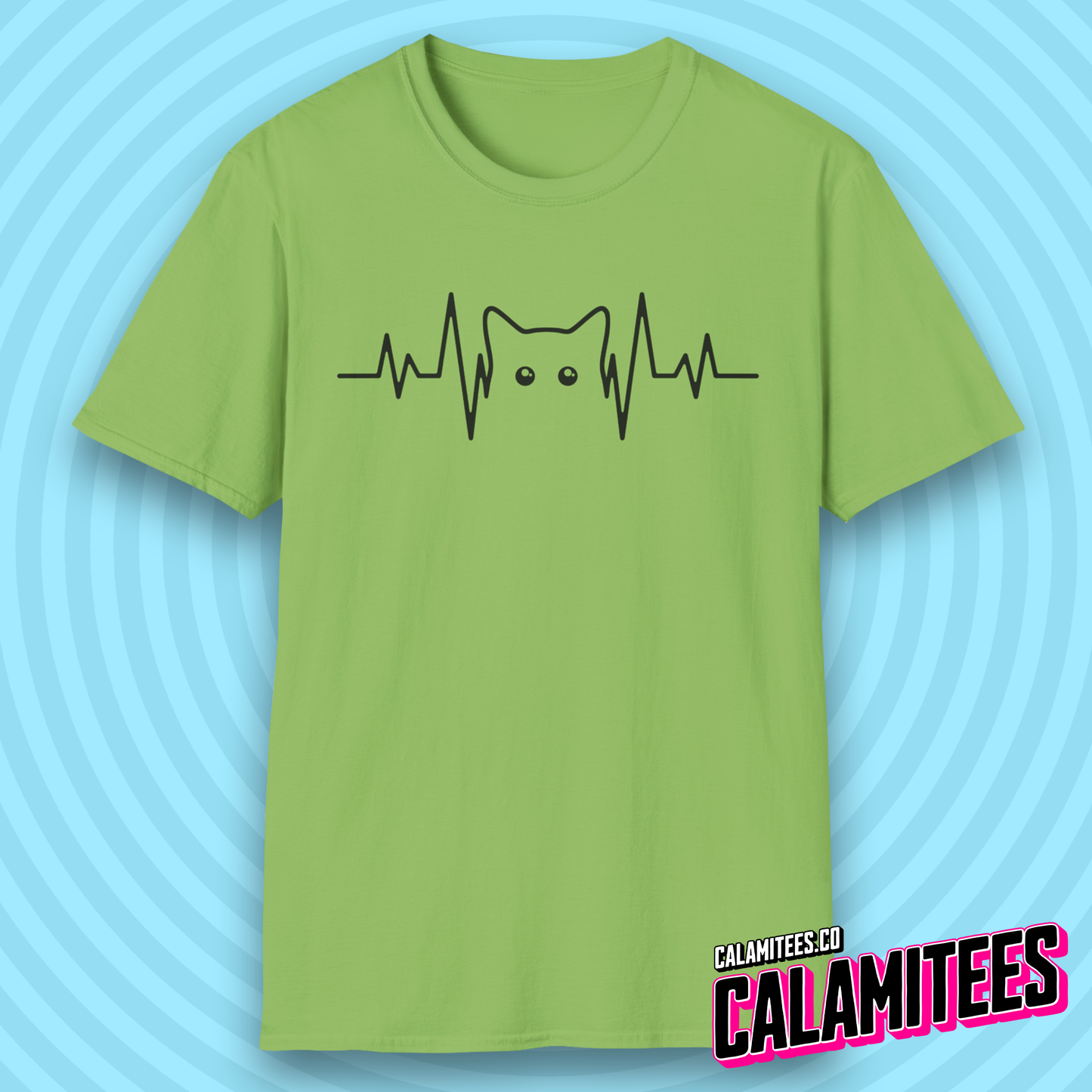 Cat Heartbeat Heartrate Pulse Line Kitty Kitten Pet Lover T-Shirt