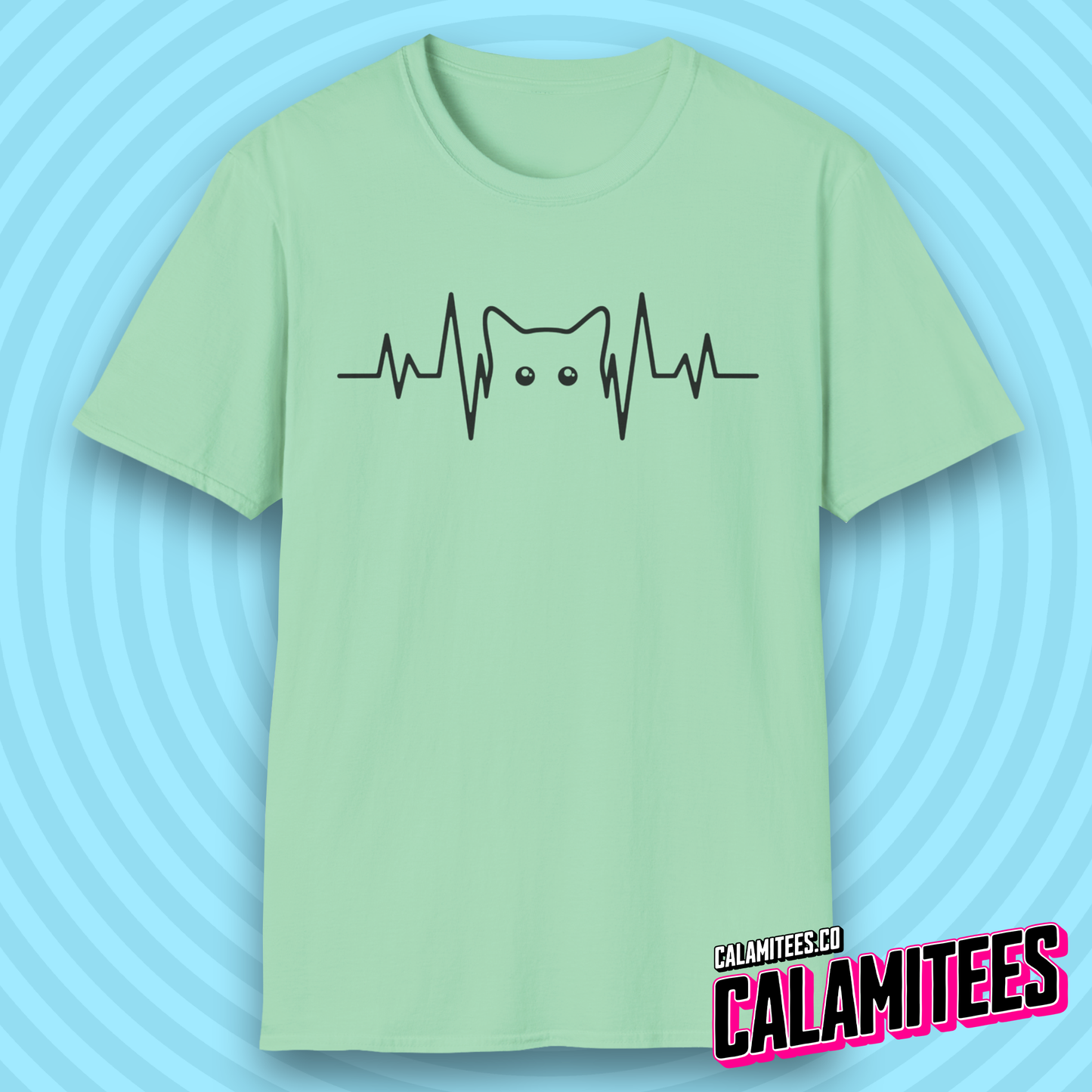 Cat Heartbeat Heartrate Pulse Line Kitty Kitten Pet Lover T-Shirt