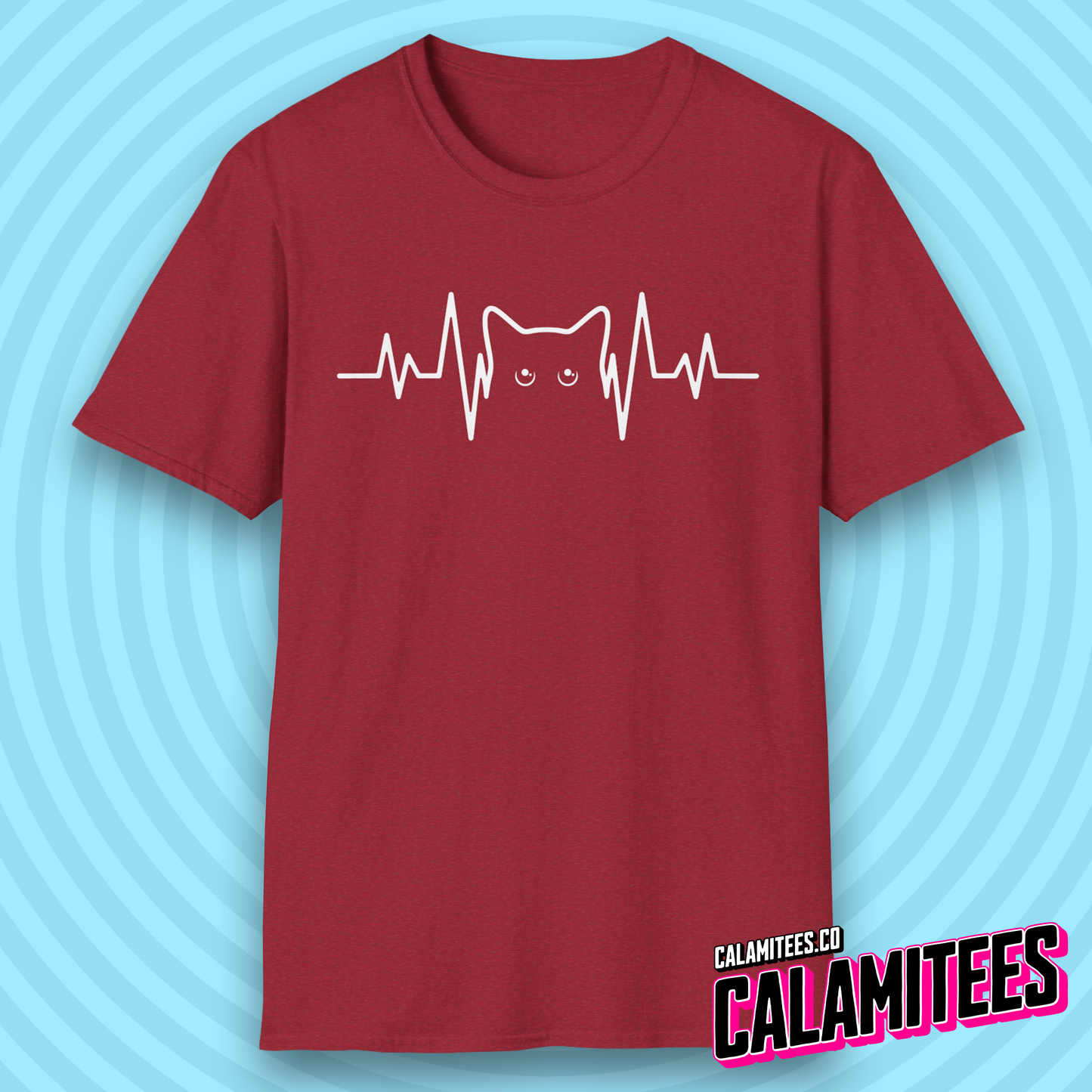 Cat Heartbeat Heartrate Pulse Line Kitty Kitten Pet Lover T-Shirt