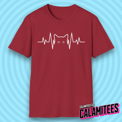 Cat Heartbeat Heartrate Pulse Line Kitty Kitten Pet Lover T-Shirt