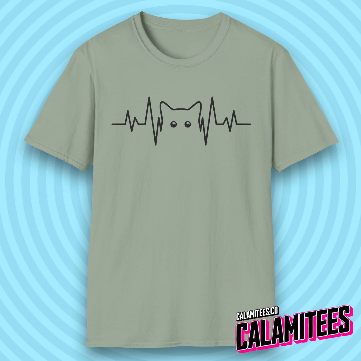 Cat Heartbeat Heartrate Pulse Line Kitty Kitten Pet Lover T-Shirt