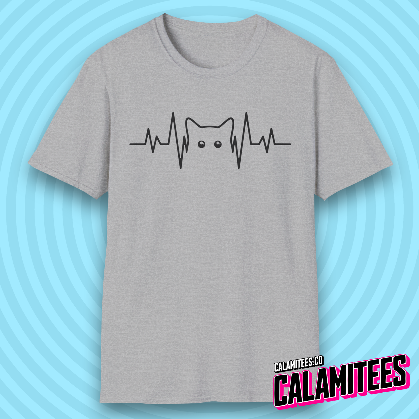 Cat Heartbeat Heartrate Pulse Line Kitty Kitten Pet Lover T-Shirt