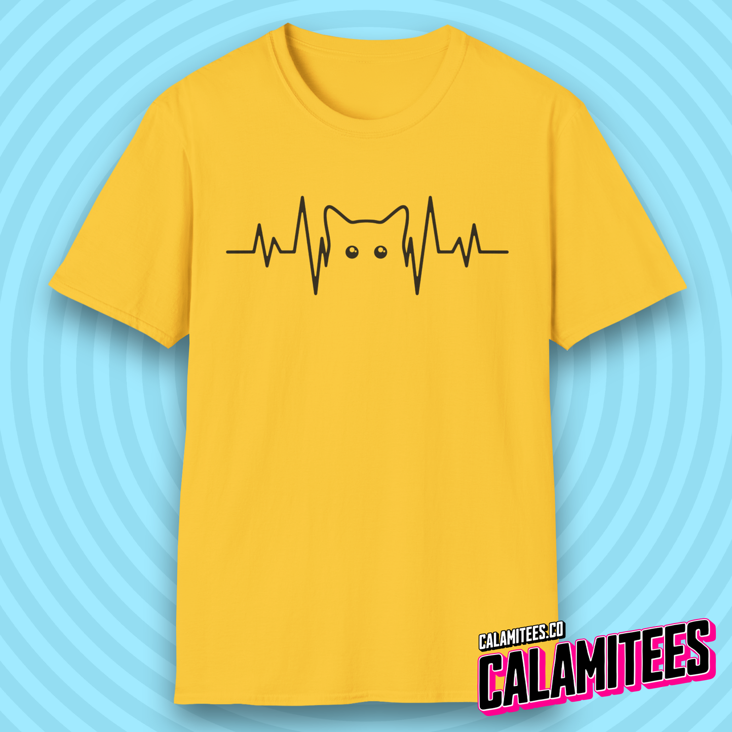 Cat Heartbeat Heartrate Pulse Line Kitty Kitten Pet Lover T-Shirt