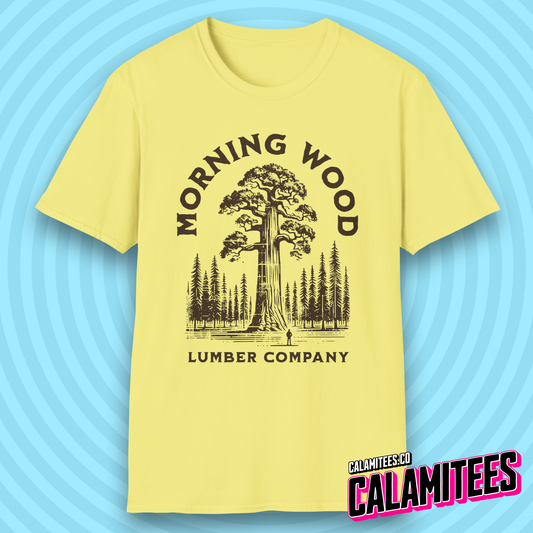 Morning Wood Lumber Company Rustic Vintage Style Funny Logo T-Shirt