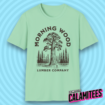 Morning Wood Lumber Company Rustic Vintage Style Funny Logo T-Shirt
