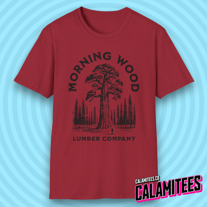 Morning Wood Lumber Company Rustic Vintage Style Funny Logo T-Shirt