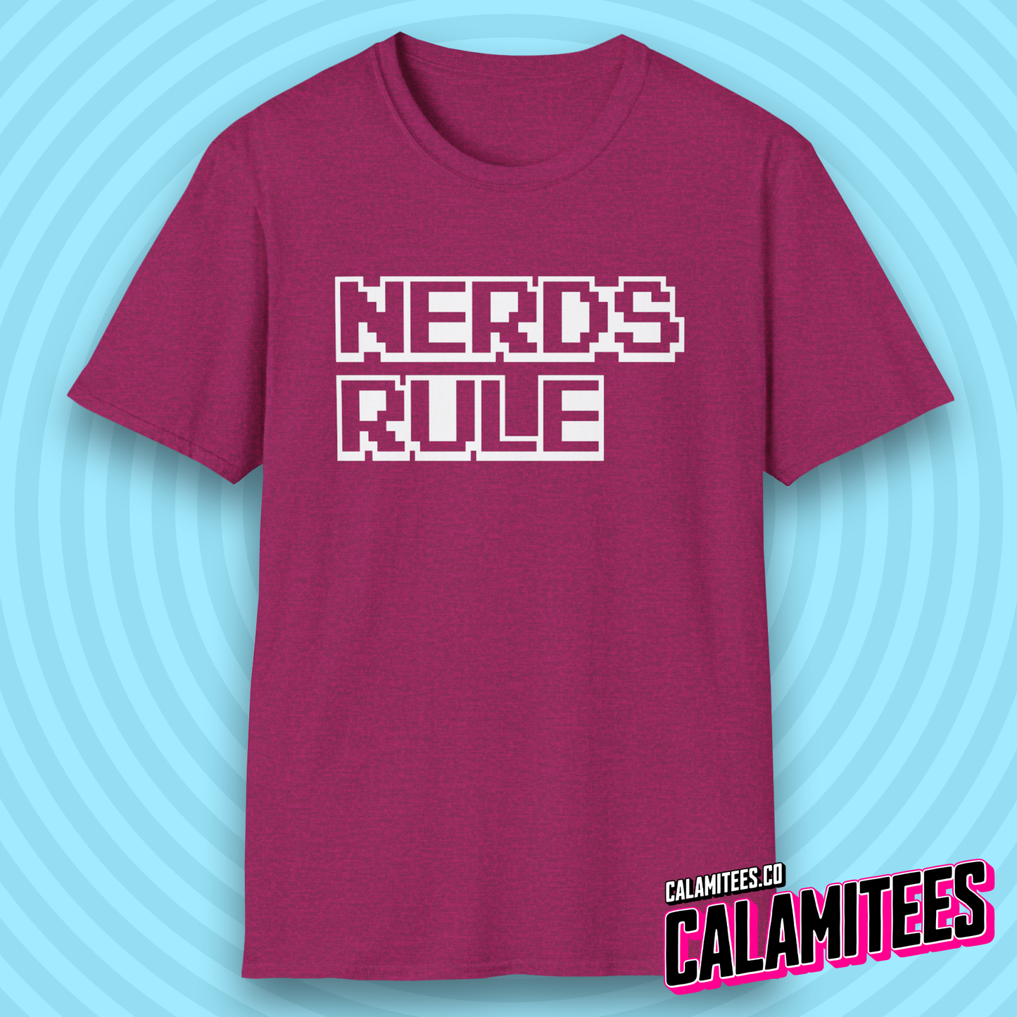 Nerds Rule 8-Bit Pixel Text 80s Retro Style Geek T-Shirt