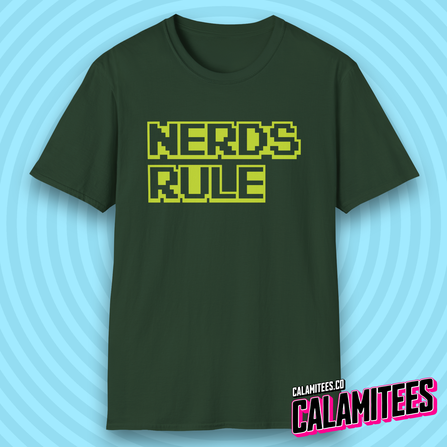 Nerds Rule 8-Bit Pixel Text 80s Retro Style Geek T-Shirt