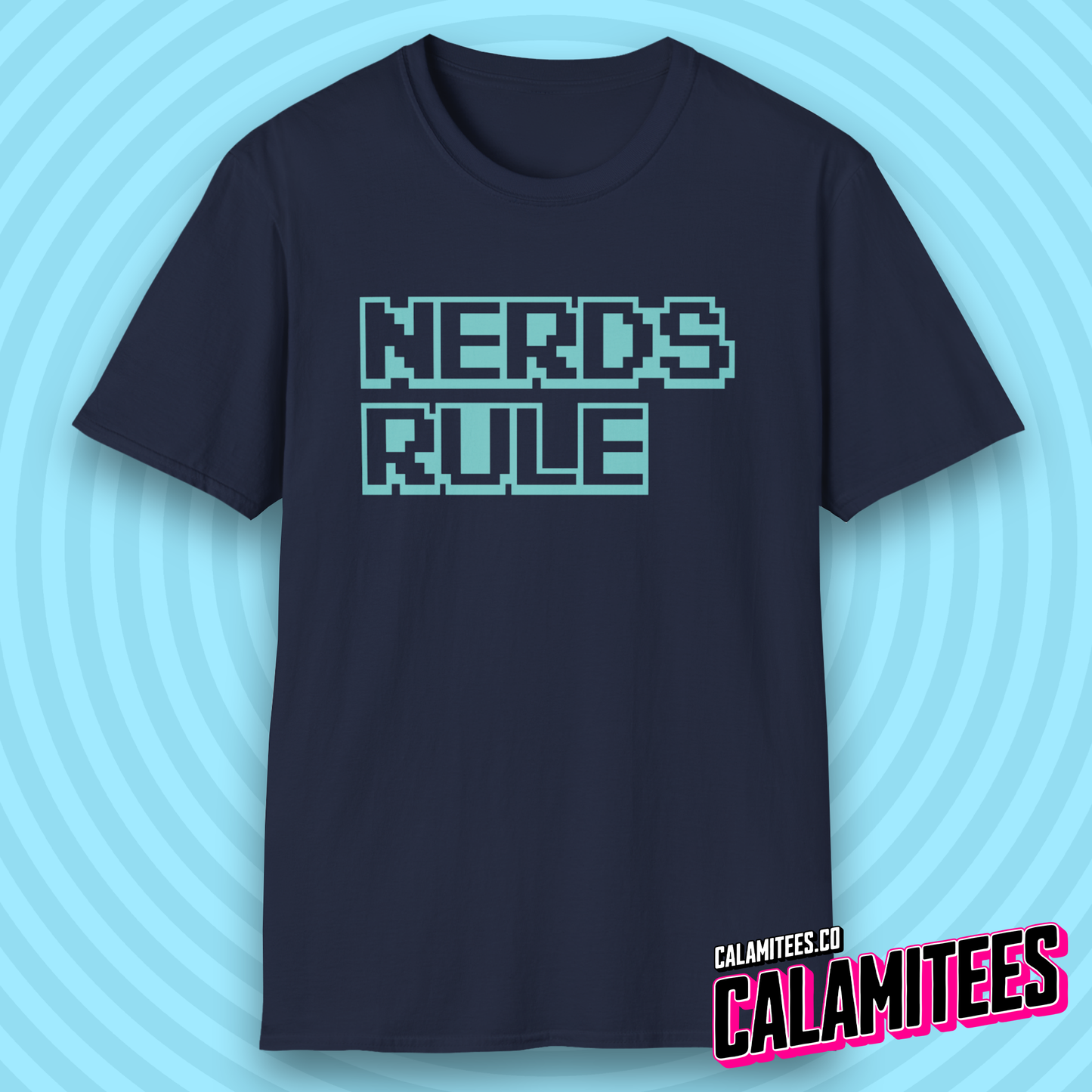 Nerds Rule 8-Bit Pixel Text 80s Retro Style Geek T-Shirt