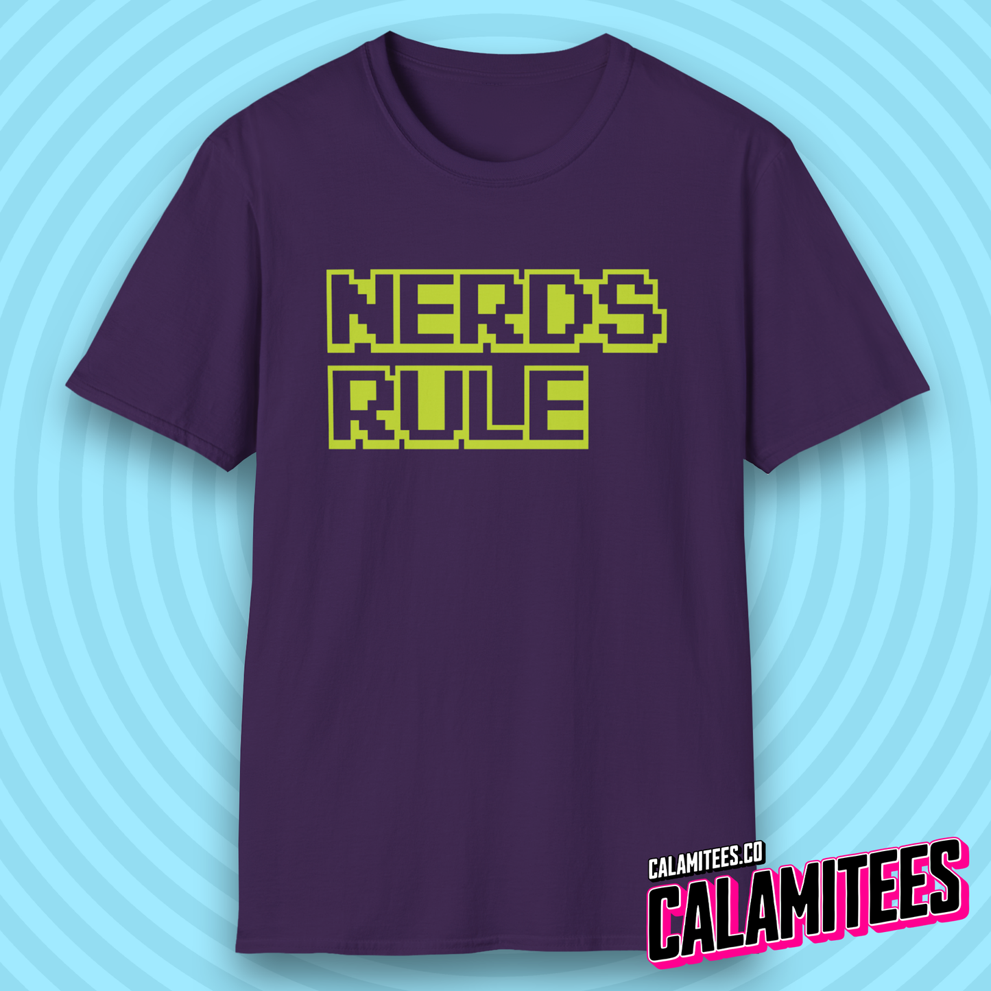 Nerds Rule 8-Bit Pixel Text 80s Retro Style Geek T-Shirt