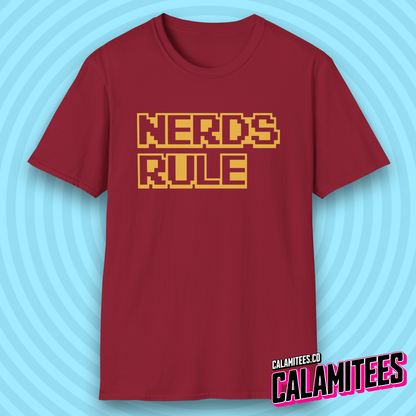Nerds Rule 8-Bit Pixel Text 80s Retro Style Geek T-Shirt