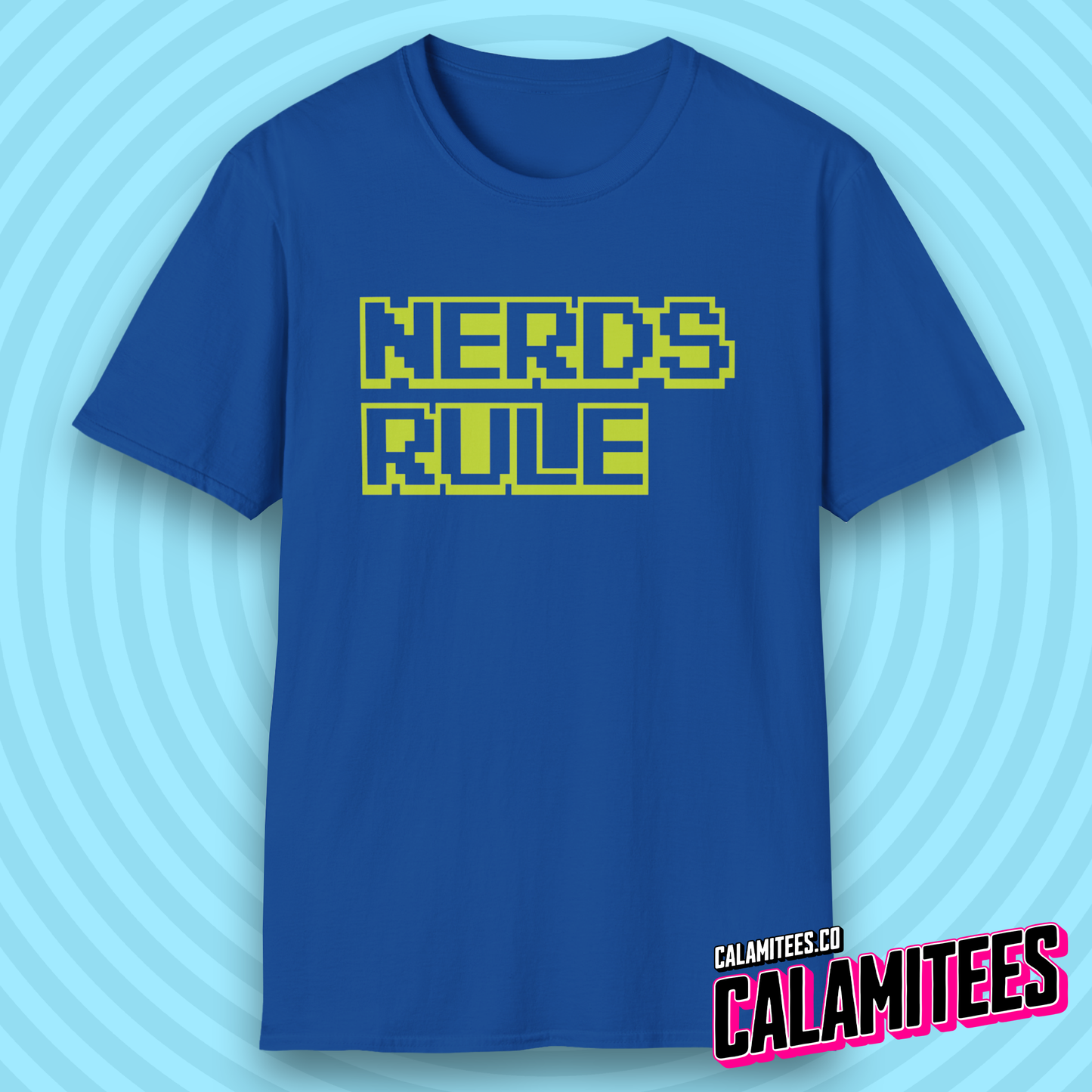 Nerds Rule 8-Bit Pixel Text 80s Retro Style Geek T-Shirt