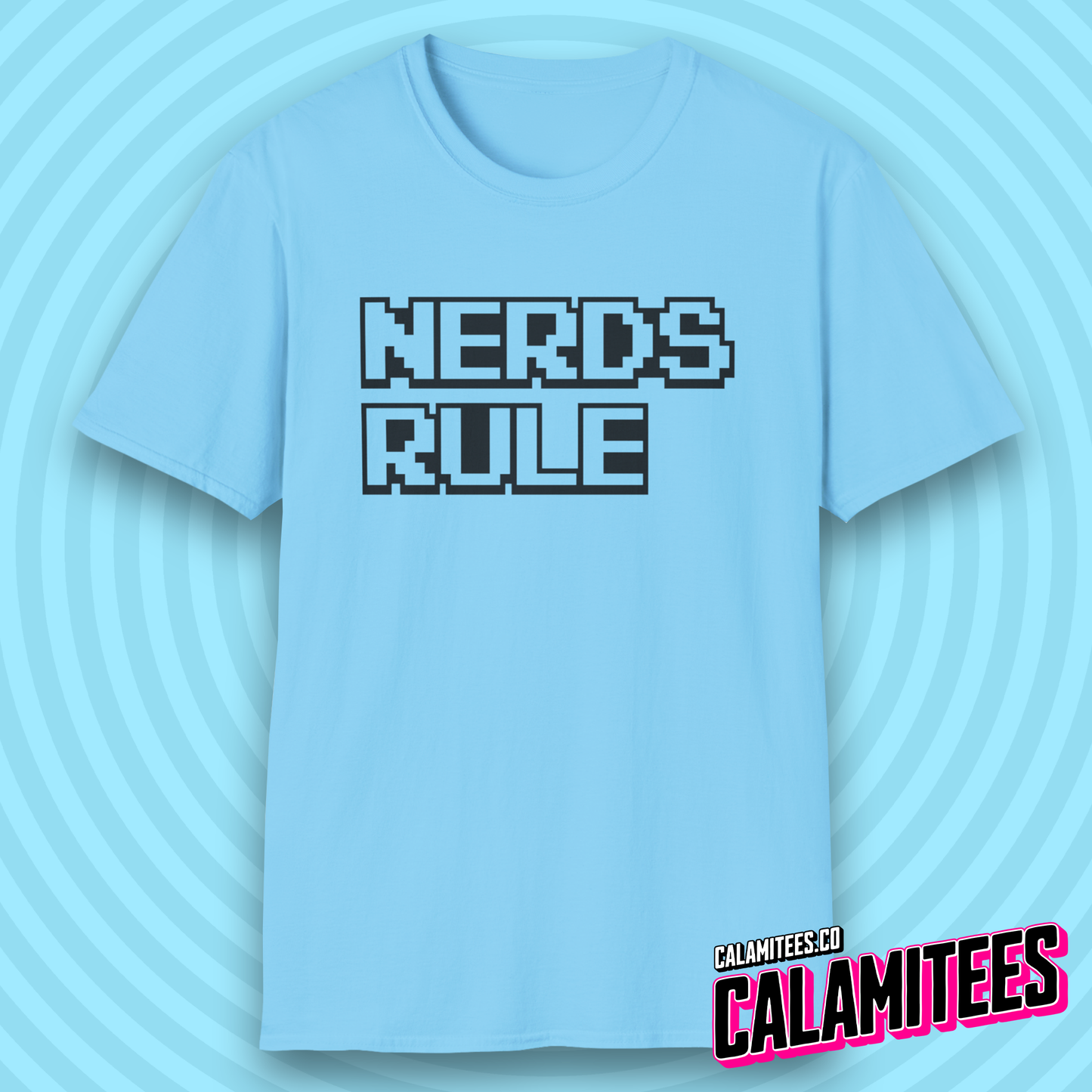 Nerds Rule 8-Bit Pixel Text 80s Retro Style Geek T-Shirt
