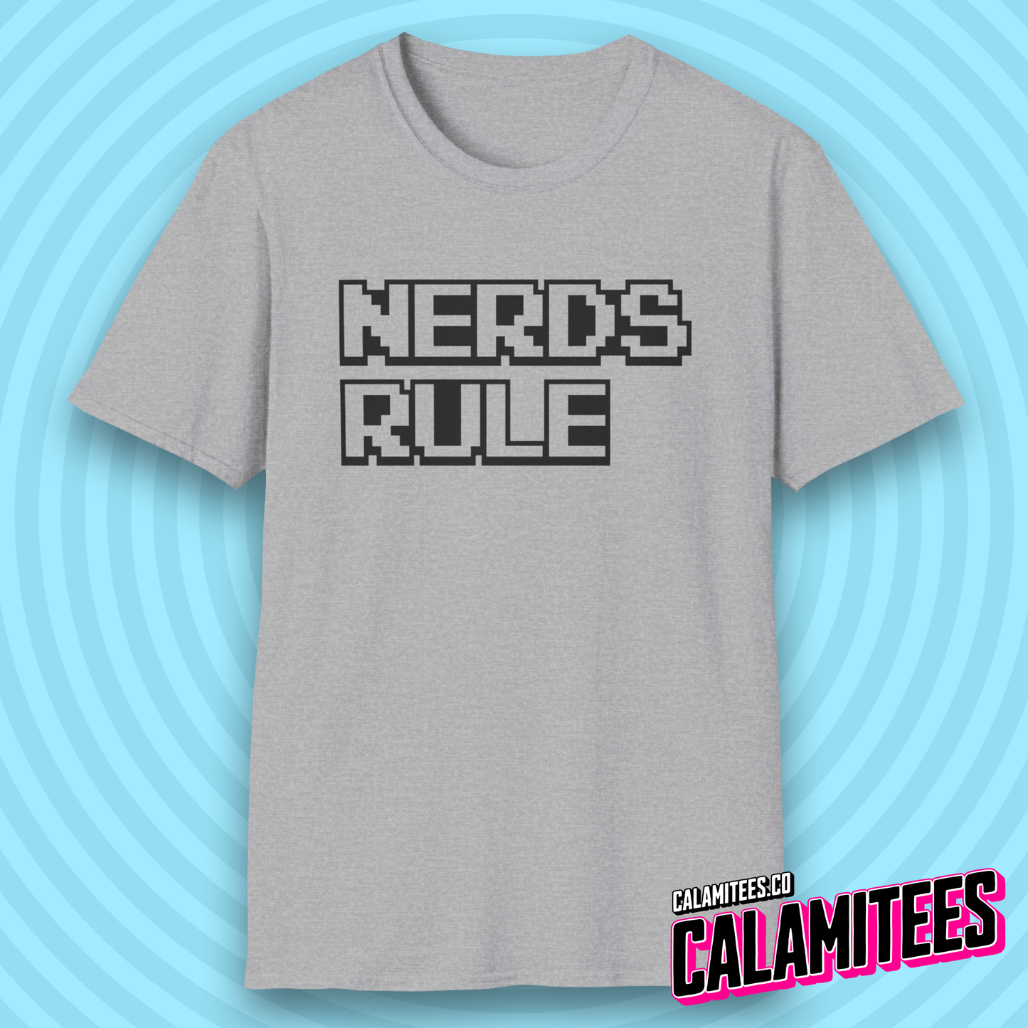 Nerds Rule 8-Bit Pixel Text 80s Retro Style Geek T-Shirt