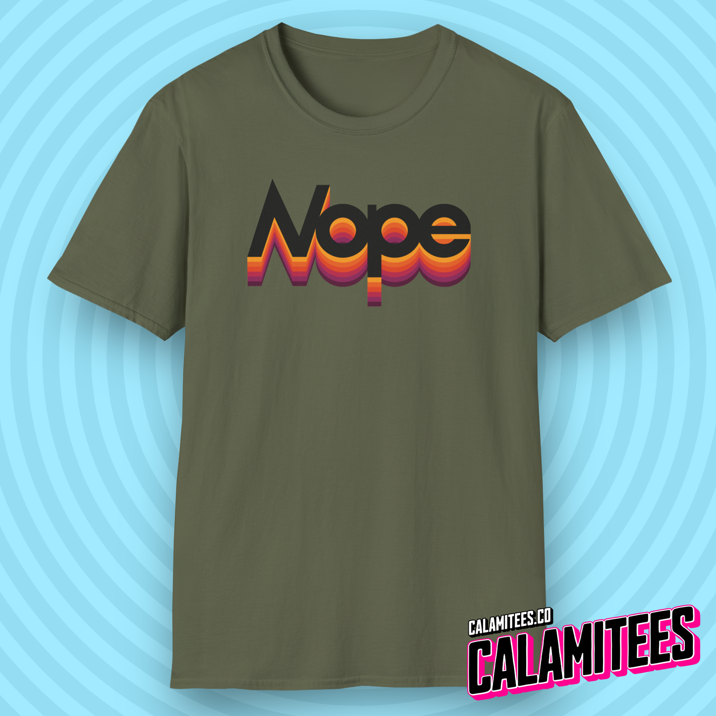 Nope 70s 80s Retro VHS Style Color Shadow Logo T-Shirt