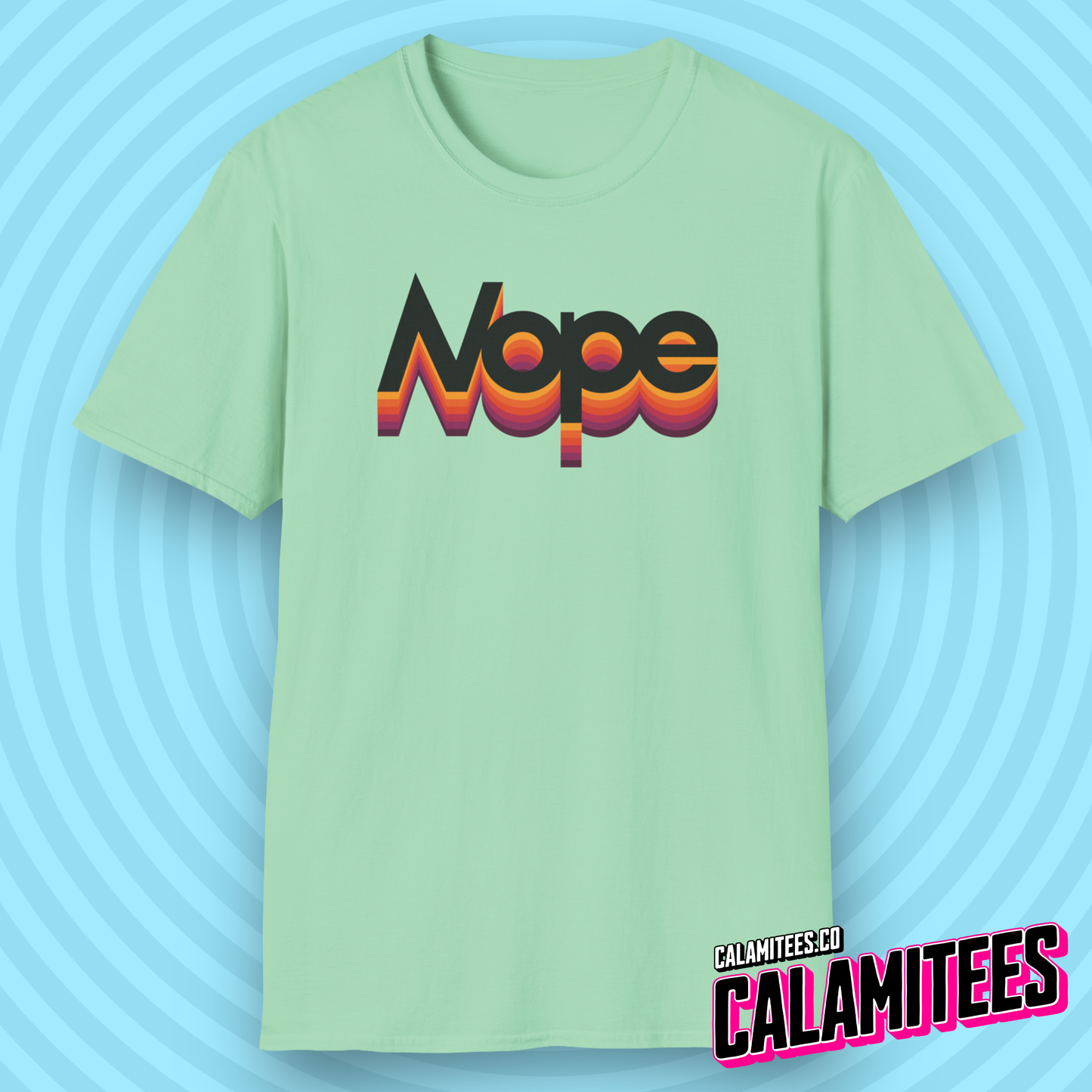 Nope 70s 80s Retro VHS Style Color Shadow Logo T-Shirt