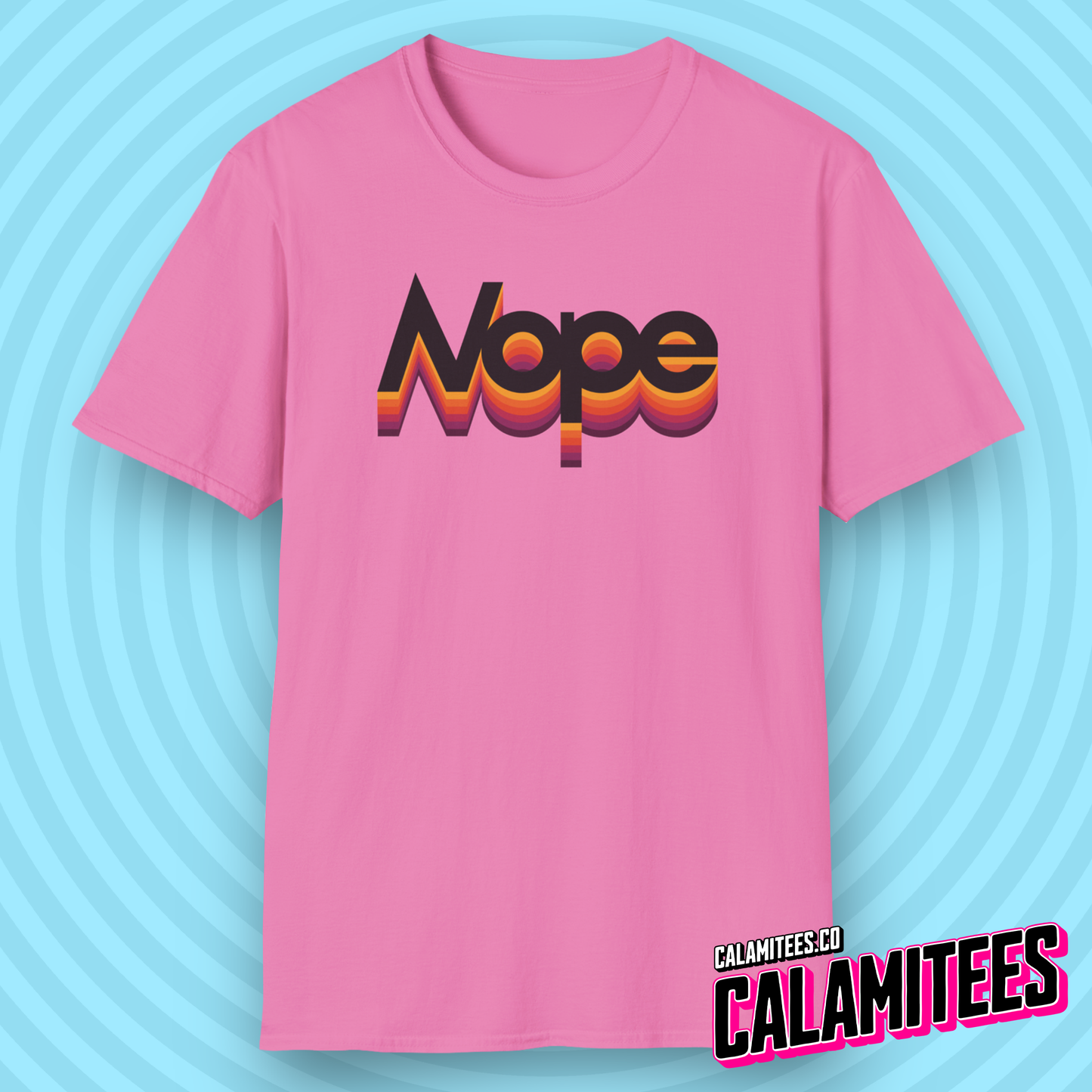 Nope 70s 80s Retro VHS Style Color Shadow Logo T-Shirt