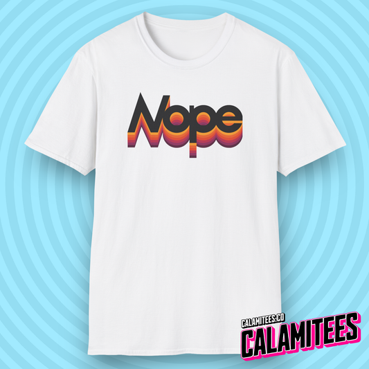 Nope 70s 80s Retro VHS Style Color Shadow Logo T-Shirt