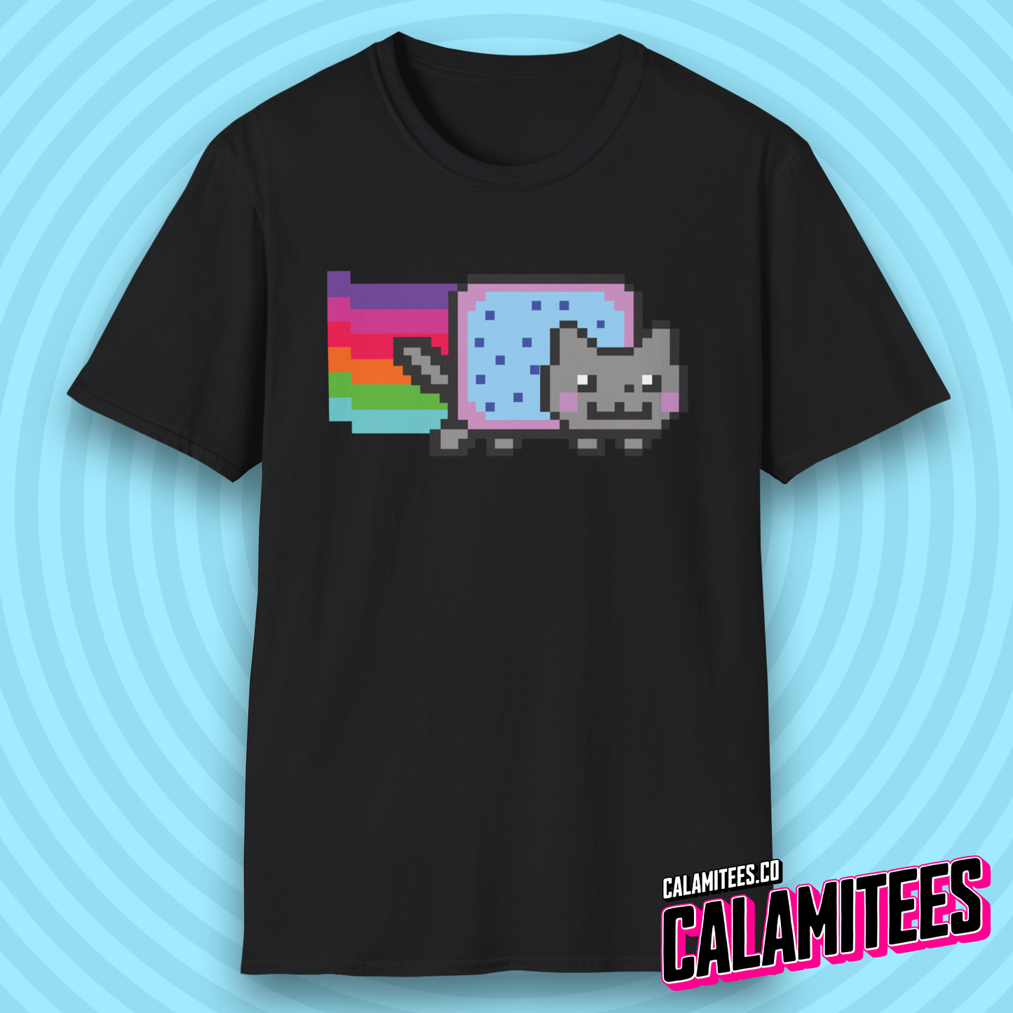 Rainbow Pop-Tart Cat 8-Bit Pixel Art Nyan Cat Style Meme Nostalgia T-Shirt