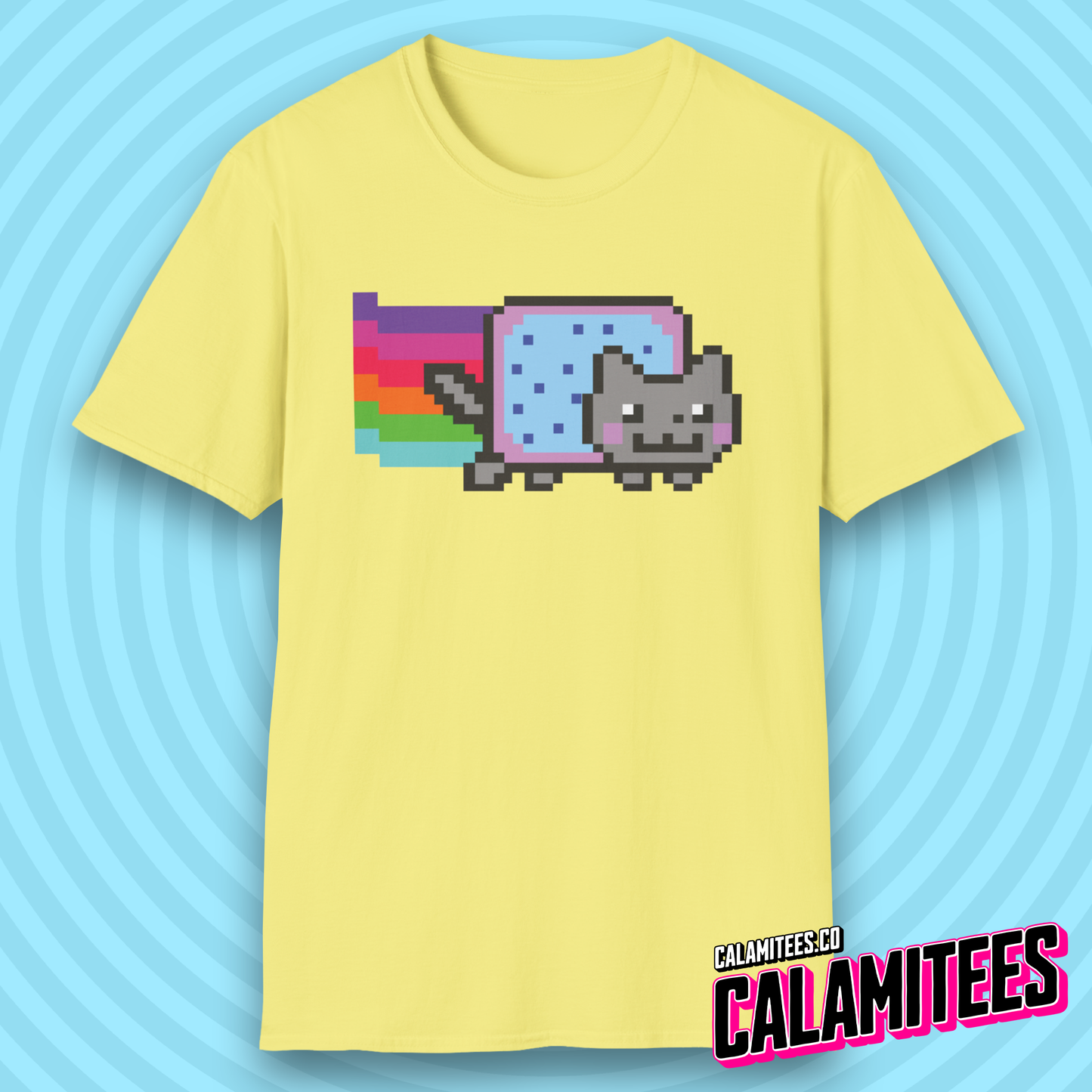 Rainbow Pop-Tart Cat 8-Bit Pixel Art Nyan Cat Style Meme Nostalgia T-Shirt