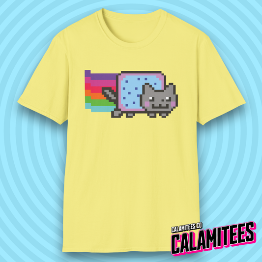 Rainbow Pop-Tart Cat 8-Bit Pixel Art Nyan Cat Style Meme Nostalgia T-Shirt