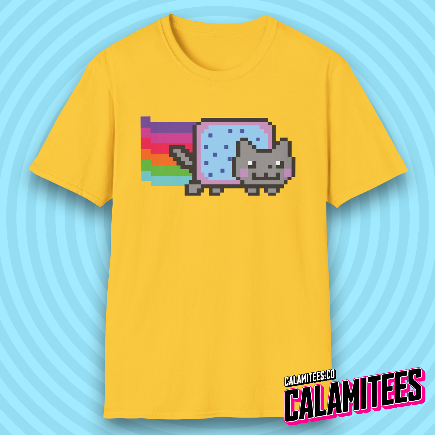 Rainbow Pop-Tart Cat 8-Bit Pixel Art Nyan Cat Style Meme Nostalgia T-Shirt