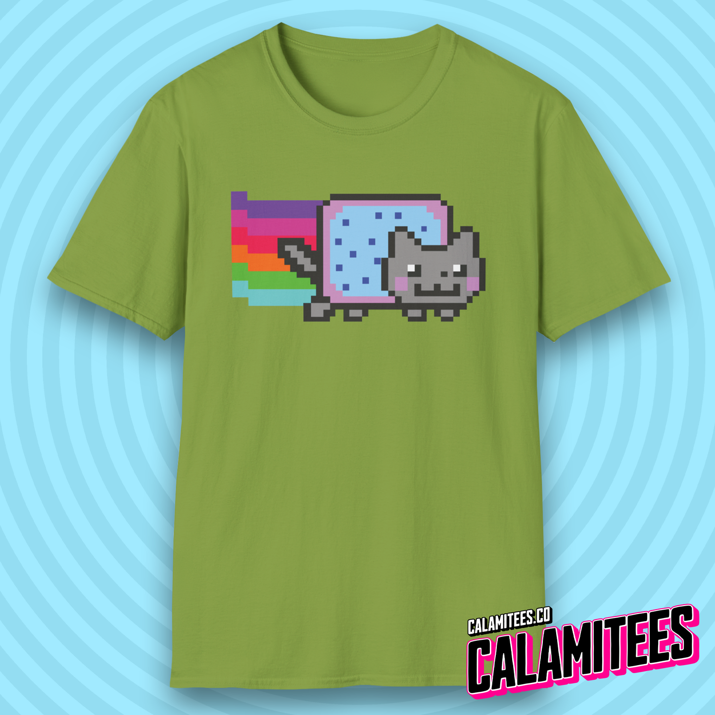 Rainbow Pop-Tart Cat 8-Bit Pixel Art Nyan Cat Style Meme Nostalgia T-Shirt