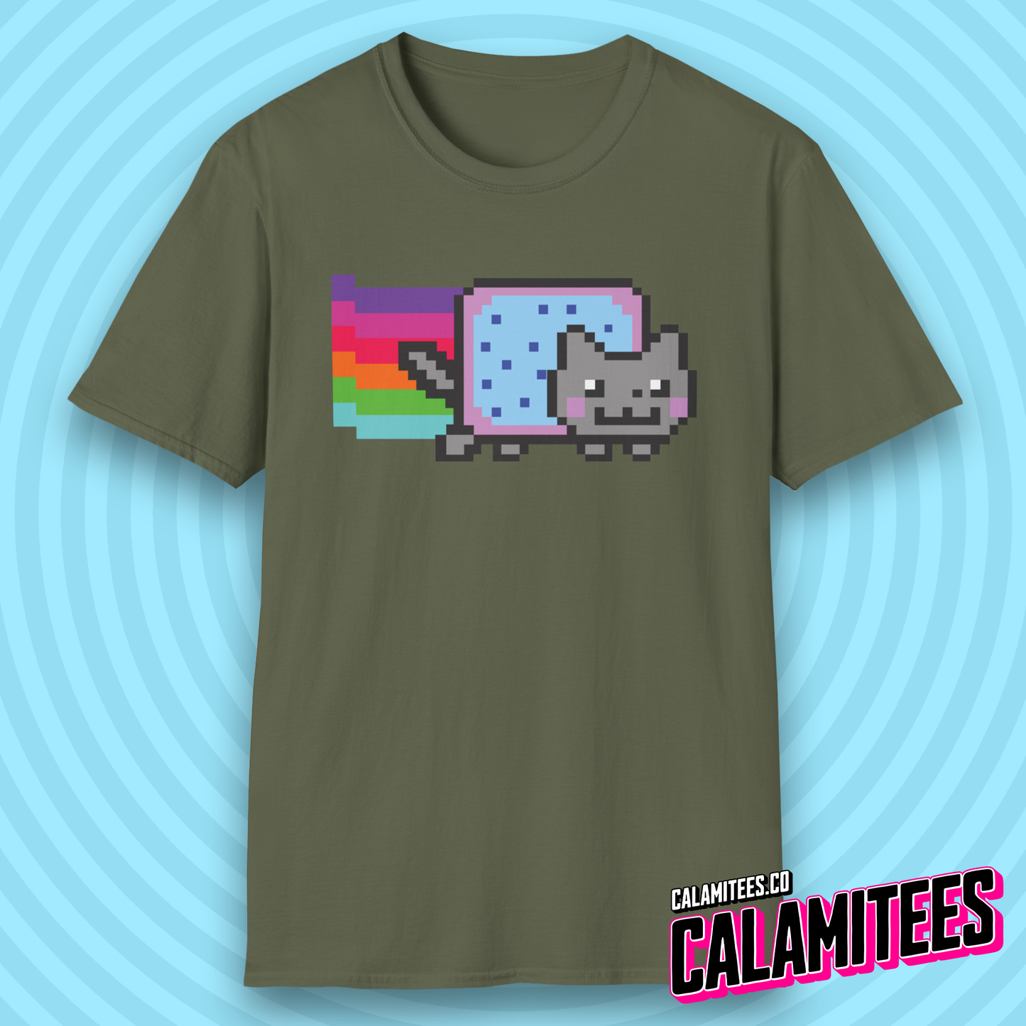 Rainbow Pop-Tart Cat 8-Bit Pixel Art Nyan Cat Style Meme Nostalgia T-Shirt