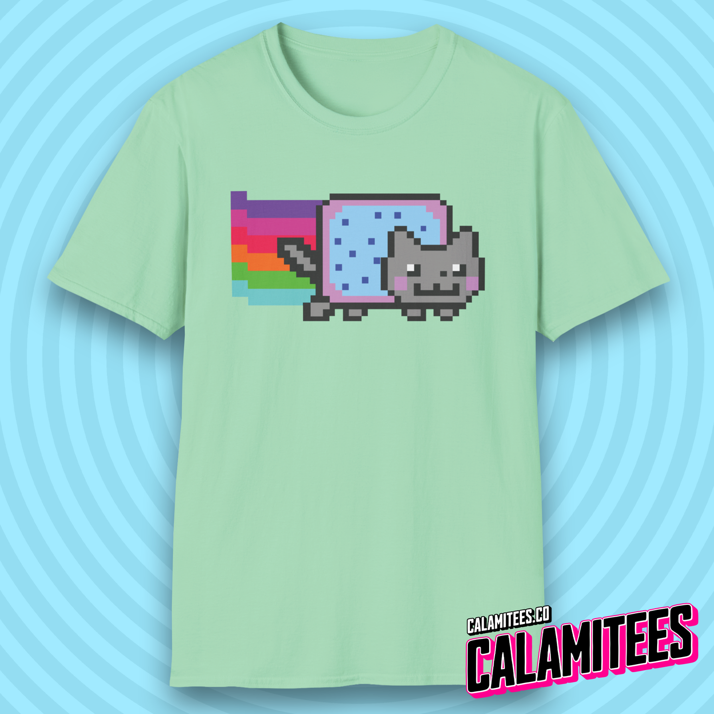 Rainbow Pop-Tart Cat 8-Bit Pixel Art Nyan Cat Style Meme Nostalgia T-Shirt