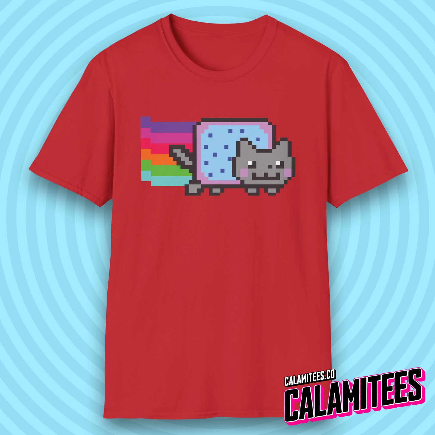 Rainbow Pop-Tart Cat 8-Bit Pixel Art Nyan Cat Style Meme Nostalgia T-Shirt