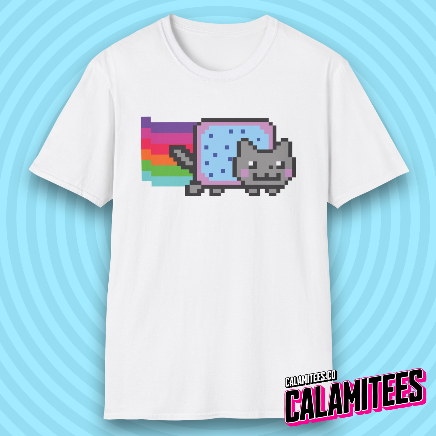 Rainbow Pop-Tart Cat 8-Bit Pixel Art Nyan Cat Style Meme Nostalgia T-Shirt