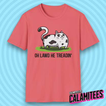 Oh Lawd He Treadin' Gadsden Flag Parody Fat Cat Chonk T-Shirt